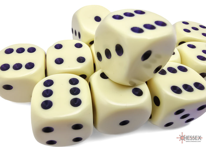 Opaque Pastel Yellow/black 16mm d6 Dice Block (12 dice) 25662
