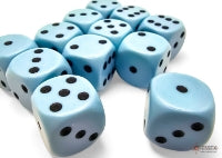 Opaque Pastel Blue/black 16mm d6 Dice Block (12 dice) 25666
