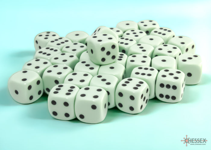Opaque Pastel Green/black 12mm d6 Dice Block (36 dice) 25865
