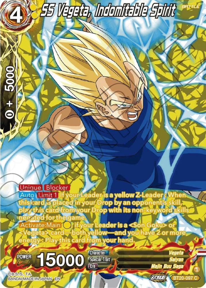 SS Vegeta, espíritu indomable (lámina de plata) (BT20-097) [Poder absorbido] 