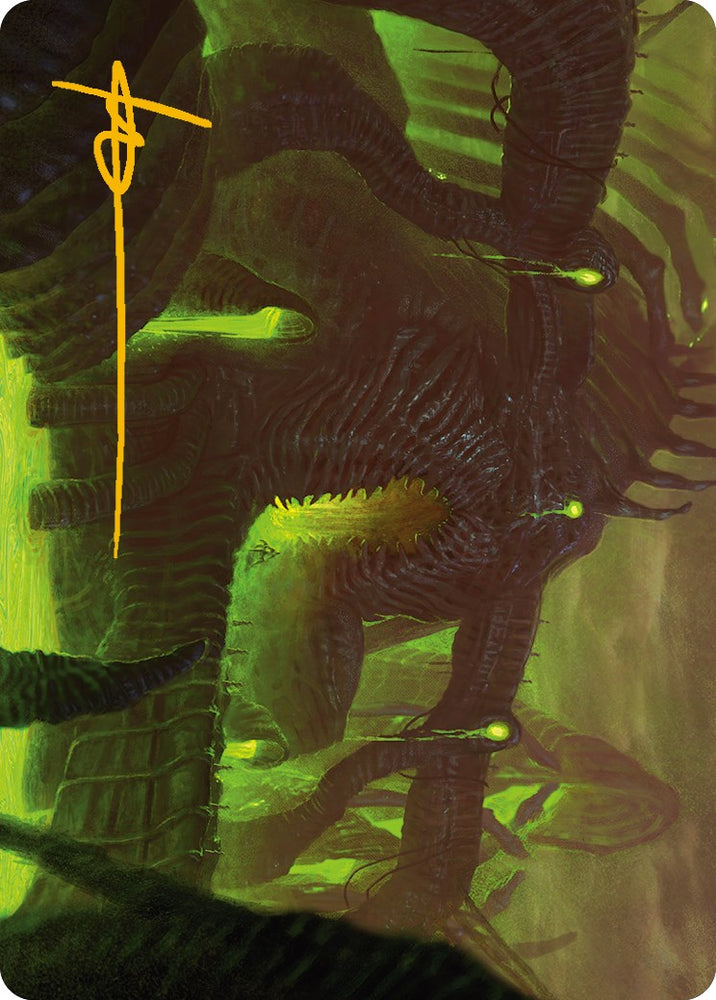 Tarjeta de arte The Dross Pits (firma estampada en oro) [Phyrexia: All Will Be One Art Series] 