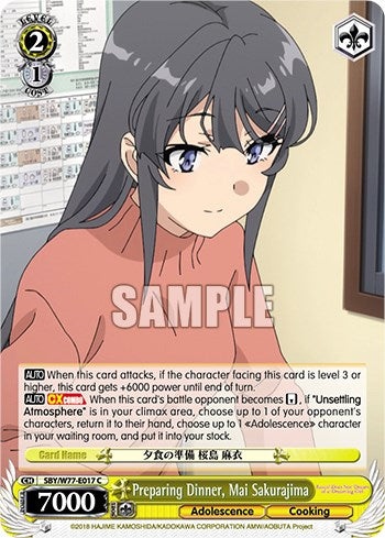 Preparing Dinner, Mai Sakurajima [Rascal Does Not Dream of a Dreaming Girl]