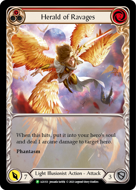 Herald of Ravages (Rojo) (Arte extendido) [LGS153] (Promoción) Lámina arcoíris 
