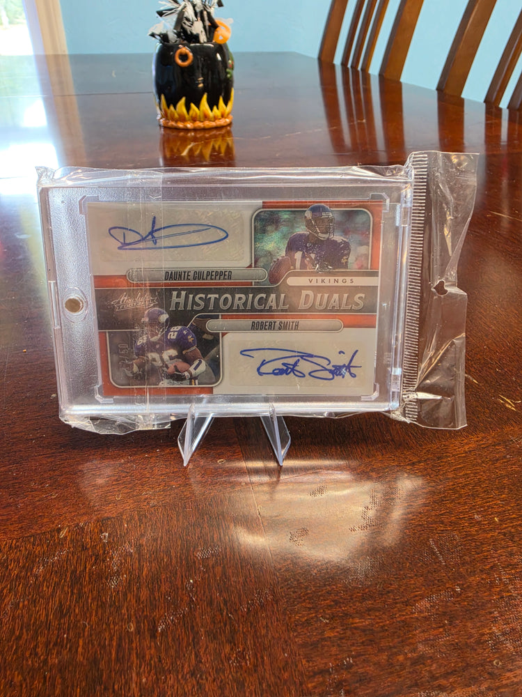 Panini 2023 Absolute Historical Duals Culpepper Smith #HD-MIN Dual Auto Vikings