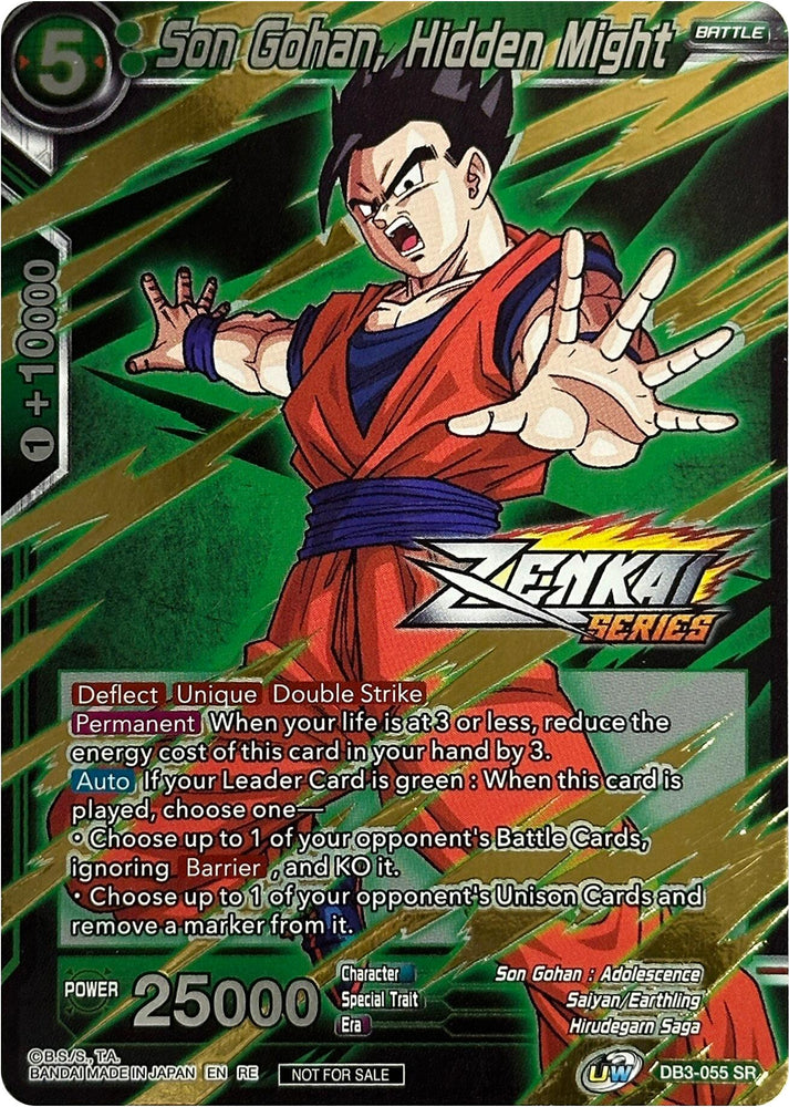 Son Gohan, Hidden Might (Paquete de eventos 10) (DB3-055) [Tarjetas de promoción de torneos] 