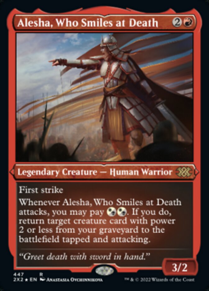 Alesha, que sonríe ante la muerte (grabado en aluminio) [Double Masters 2022] 