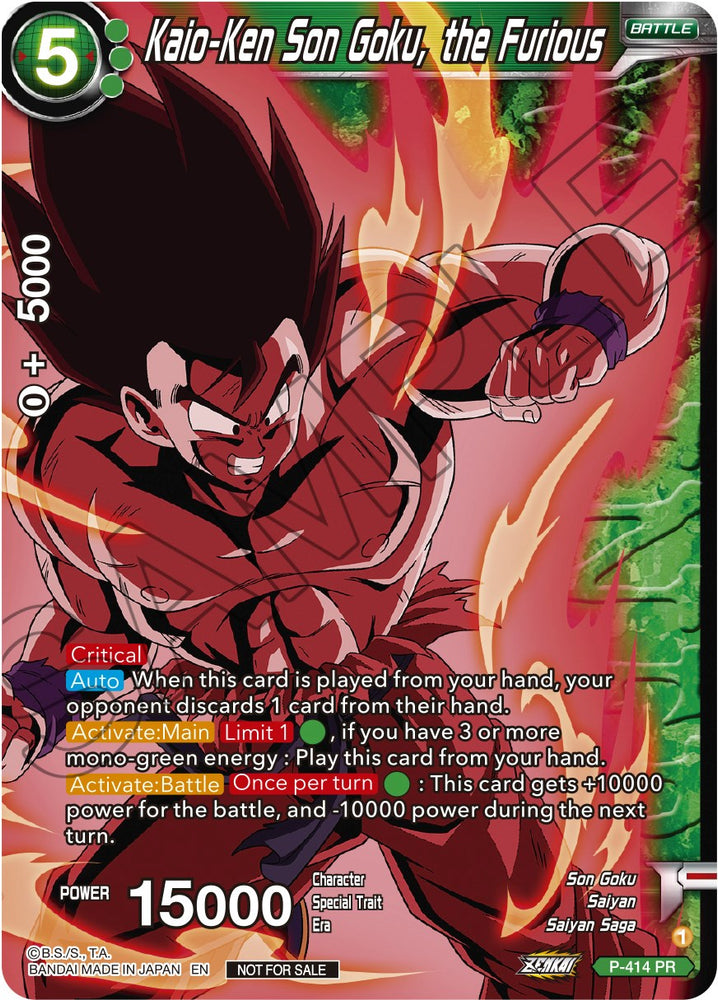 Kaio-Ken Son Goku, el Furioso (Ganador del paquete de torneos de la serie Zenkai Vol.1) (P-414) [Tarjetas de promoción del torneo] 