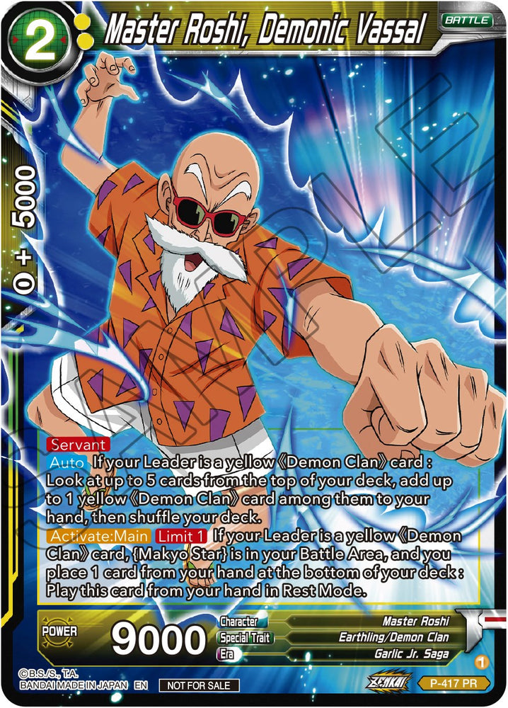 Maestro Roshi, vasallo demoníaco (Paquete de torneos de la serie Zenkai Vol.1) (P-417) [Tarjetas de promoción de torneos] 