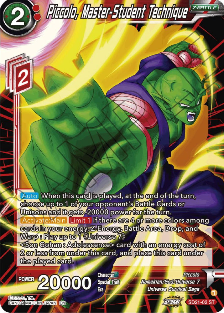 Piccolo, Técnica Maestro-Estudiante (Exclusivo de Starter Deck) (SD21-02) [Poder absorbido] 