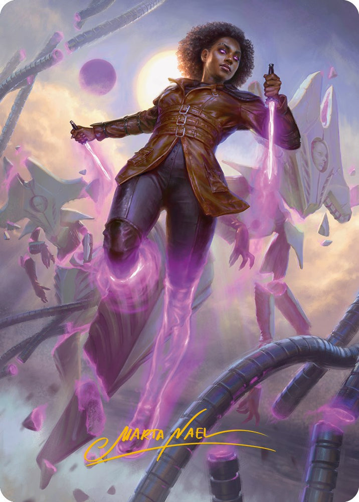 Kaya, tarjeta artística de cazadora intangible (firma estampada en oro) [Phyrexia: All Will Be One Art Series] 