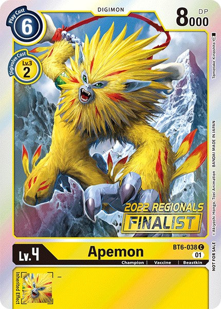 Apemon [BT6-038] (Campeonato Regional en línea 2022) (Finalista en línea) [Promociones Double Diamond] 