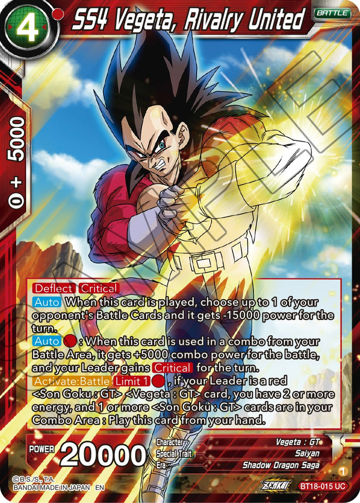 SS4 Vegeta, Rivalry United (BT18-015) [El amanecer de las leyendas Z] 