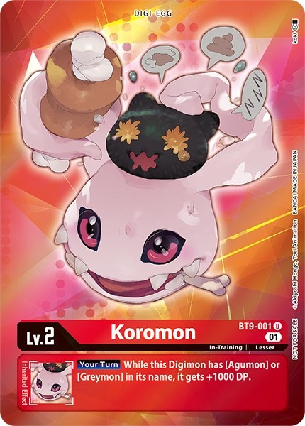 Koromon [BT9-001] (Arte alternativo - Box Topper) [Registro X] 