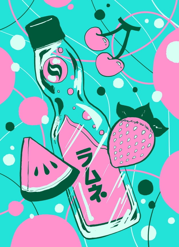 Kawaii Custom Gaming Card Sleeves: Fruit & Ramune