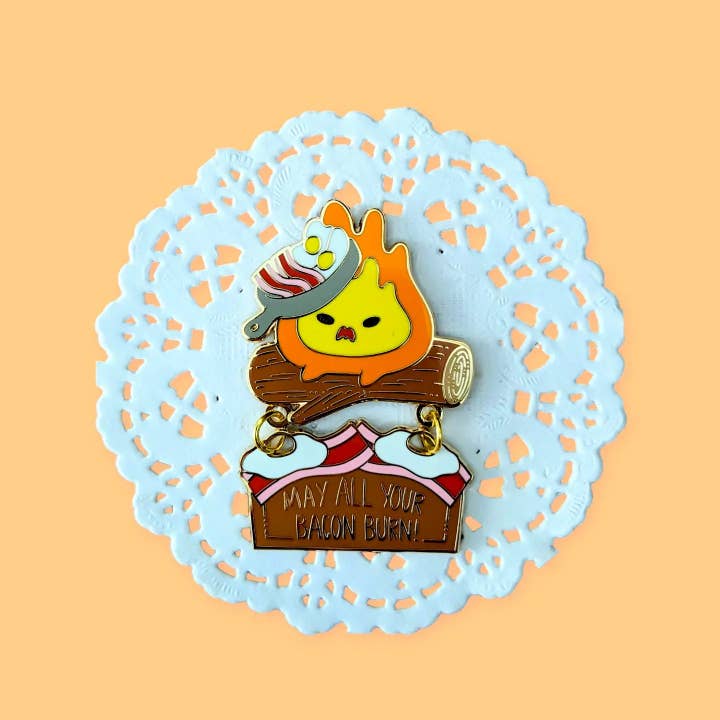 Sugar Cubed Studios Enamel Pins - Burned Bacon - Dangle