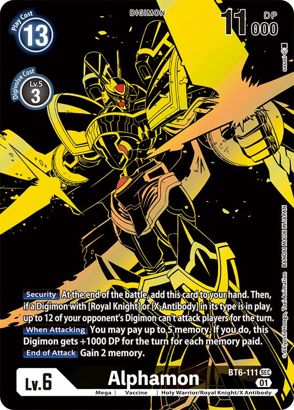 Alphamon [BT6-111] (Arte alternativo) (Oro) [Promociones de doble diamante] 