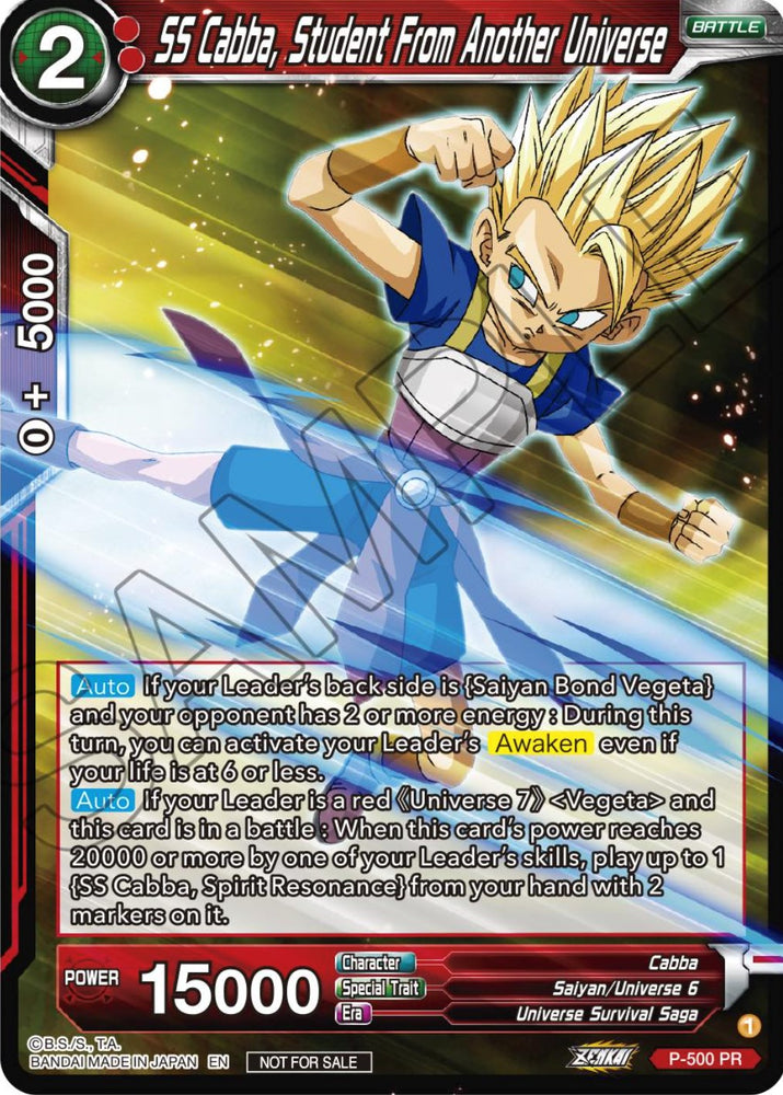 SS Cabba, estudiante de otro universo (Paquete de torneos de la serie Zenkai Vol.4) (P-500) [Tarjetas de promoción de torneos] 