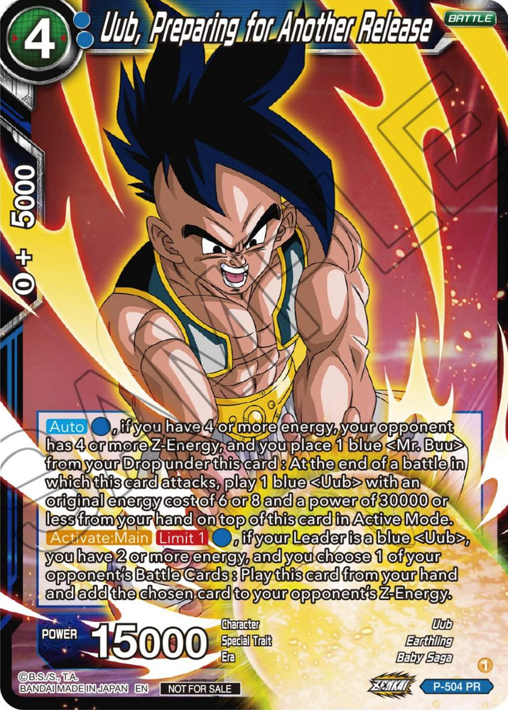 Uub, Preparándose para otro lanzamiento (Paquete de torneos de la serie Zenkai Vol.4) (P-504) [Tarjetas de promoción de torneos] 