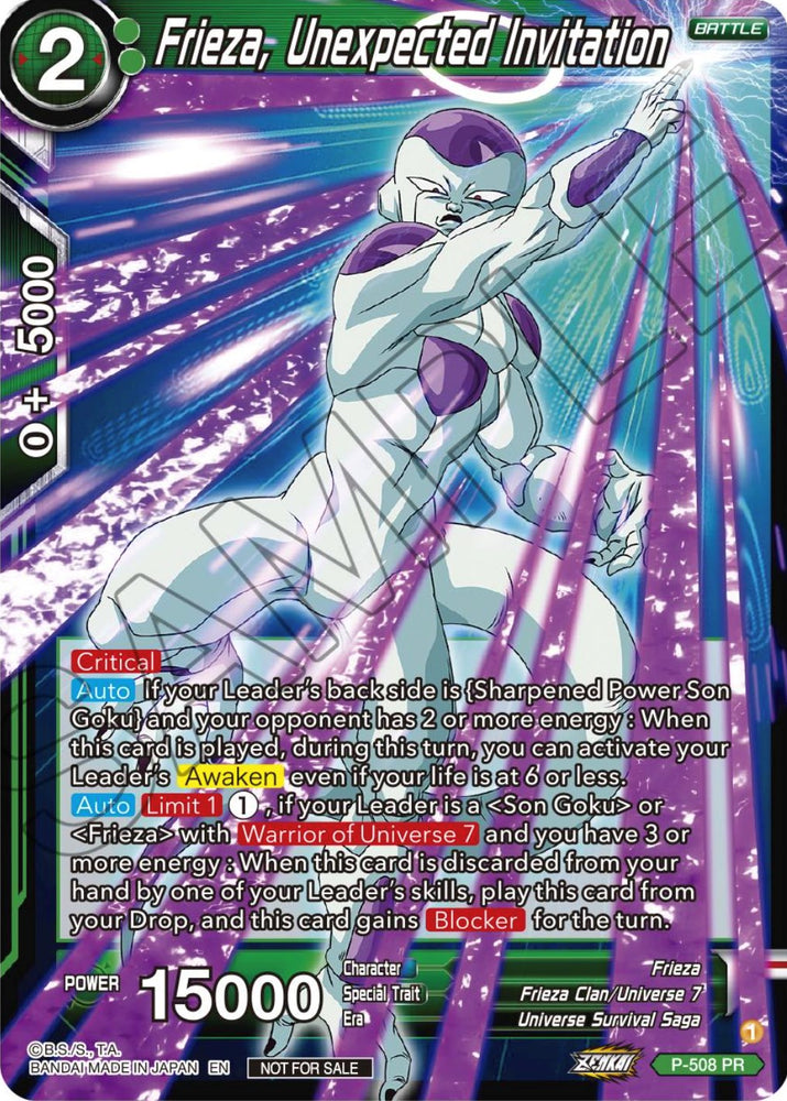 Freezer, Invitación inesperada (Paquete de torneos de la serie Zenkai Vol.4) (P-508) [Tarjetas de promoción de torneos] 