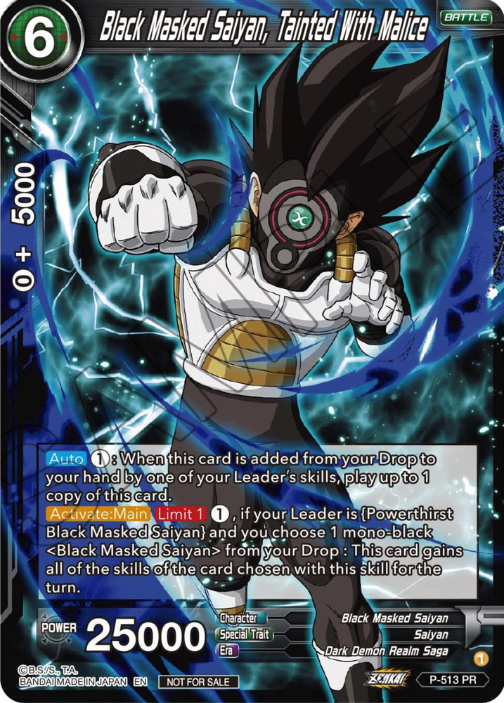 Saiyan enmascarado negro, contaminado con malicia (Paquete de torneos de la serie Zenkai Vol.4) (P-513) [Tarjetas de promoción de torneos] 