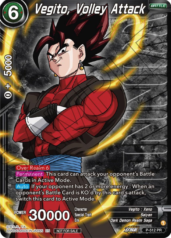 Vegito, Volley Attack (Ganador del paquete de torneos de la serie Zenkai Vol.4) (P-512) [Tarjetas de promoción de torneos] 