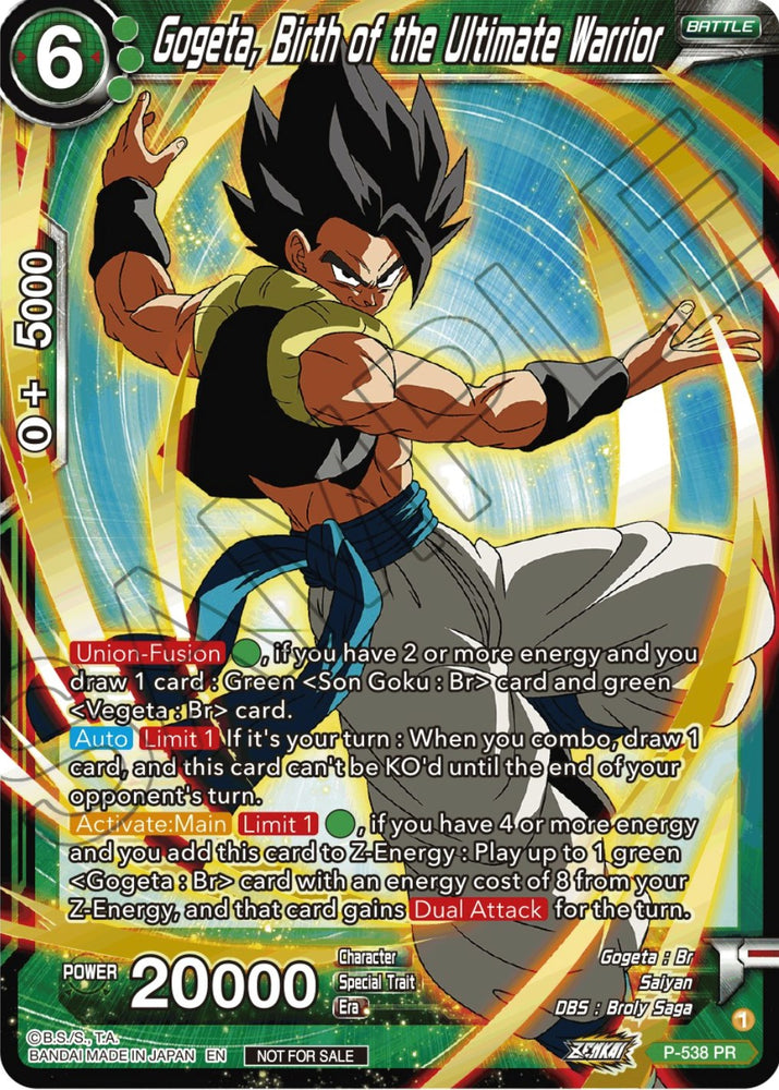 Gogeta, el nacimiento del guerrero definitivo (Paquete de selección de campeonato 2023 Vol.2) (lámina de plata con sello dorado) (P-538) [Tarjetas de promoción de torneos] 
