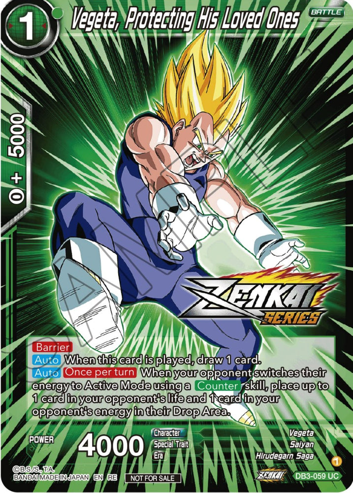 Vegeta, protegiendo a sus seres queridos (Paquete de eventos 12) (DB3-059) [Tarjetas de promoción de torneos] 