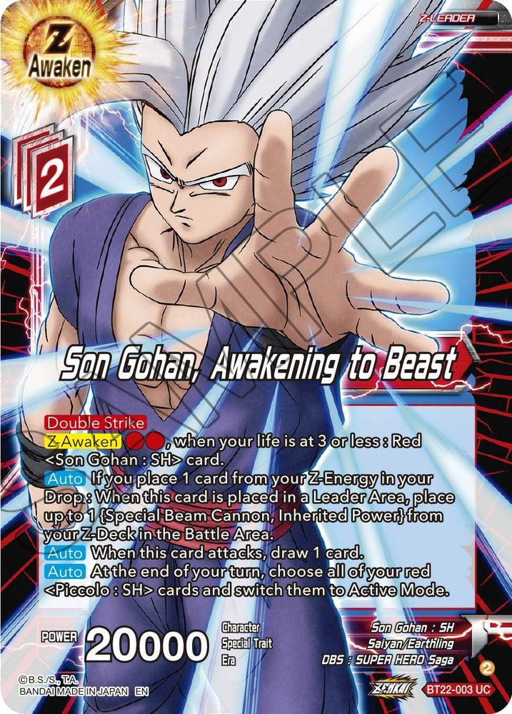 Son Gohan, Despertando a la Bestia (BT22-003) [Golpe crítico] 