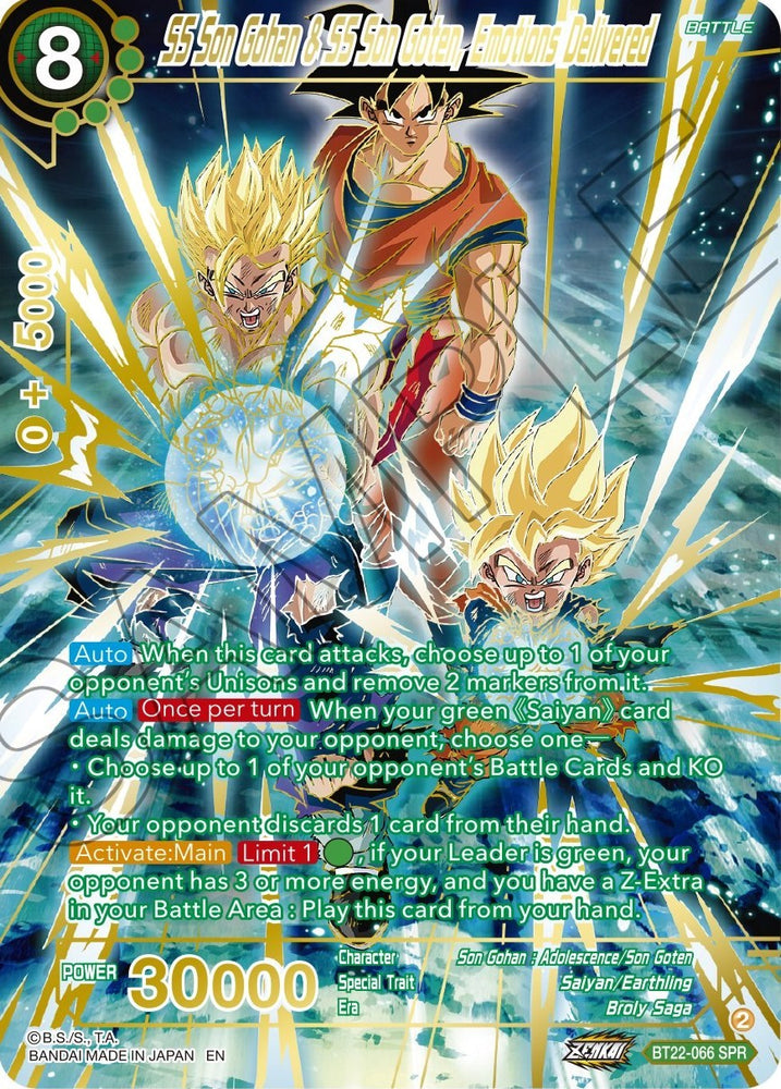 SS Son Gohan y SS Son Goten, Emociones entregadas (SPR) (BT22-066) [Golpe crítico] 