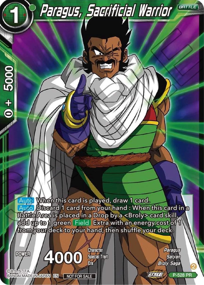 Paragus, guerrero sacrificial (Paquete de torneos de la serie Zenkai Vol.5) (P-528) [Tarjetas de promoción de torneos] 