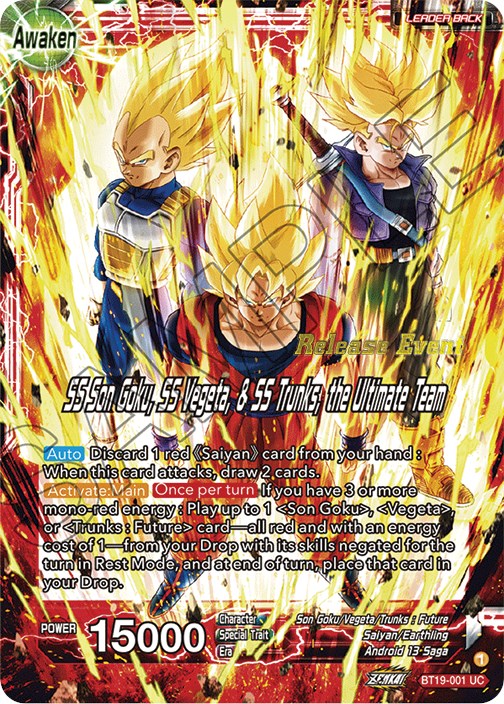 Son Goku, Vegeta y Trunks // SS Son Goku, SS Vegeta y SS Trunks, the Ultimate Team (Paquete de vacaciones Fighter's Ambition) (BT19-001) [Tarjetas de promoción de torneos] 