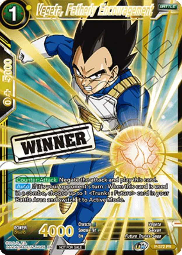 Vegeta, estímulo paternal (Tarjeta de ganador del campeonato de tiendas 2023) (P-372) [Tarjetas de promoción de torneos] 