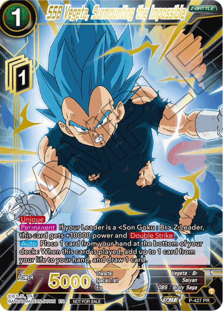 SSB Vegeta, Superando lo imposible (Conjunto de cartas de arte alternativo 2023 Vol. 3) (P-427) [Tarjetas de promoción de torneos] 