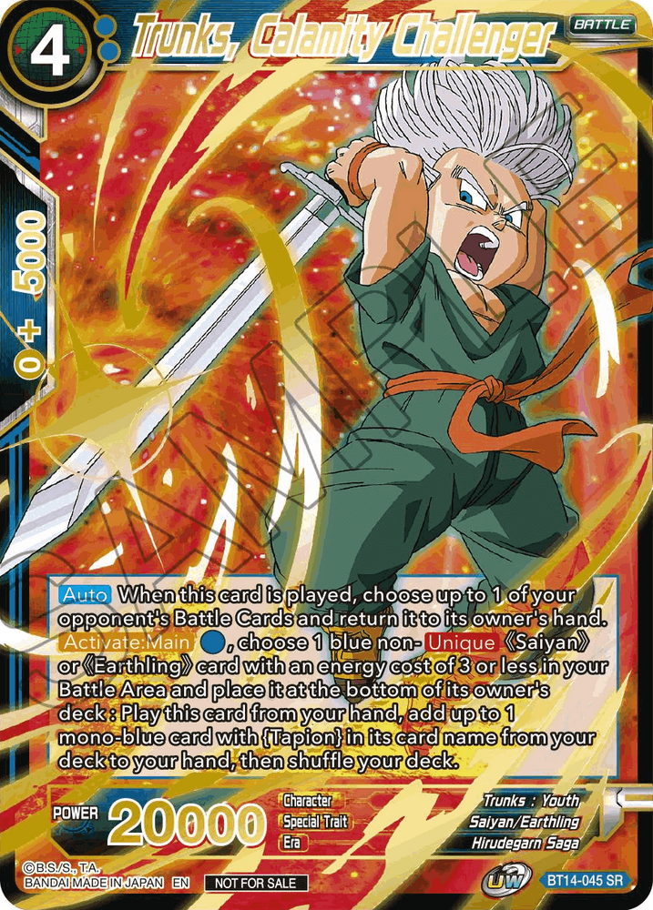 Trunks, Calamity Challenger (Conjunto de cartas de arte alternativo 2023 Vol. 1) (BT14-045) [Tarjetas de promoción del torneo] 