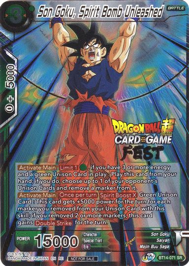 Son Goku, Spirit Bomb Unleashed (Card Game Fest 2022) (BT14-071) [Tarjetas de promoción del torneo] 