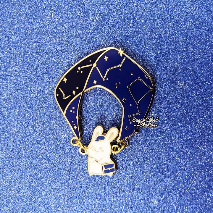 Sugar Cubed Studios Enamel Pins - Delivery Bunny - Dangle Enamel Pin