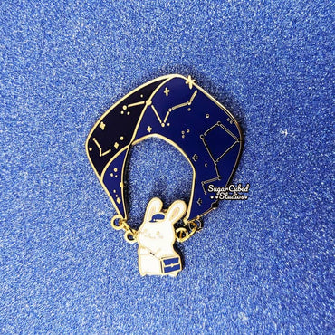 Sugar Cubed Studios Enamel Pins - Delivery Bunny - Dangle Enamel Pin
