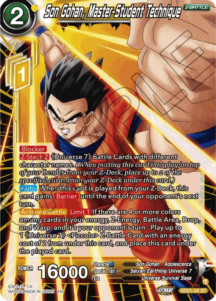 Son Gohan, Técnica Maestro-Estudiante (Exclusivo de Starter Deck) (SD21-04) [Poder absorbido] 