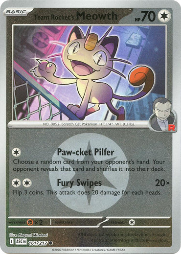 Team Rocket's Meowth (161/217) (Energy Symbol Pattern) [Mega Evolution: Ascended Heroes]