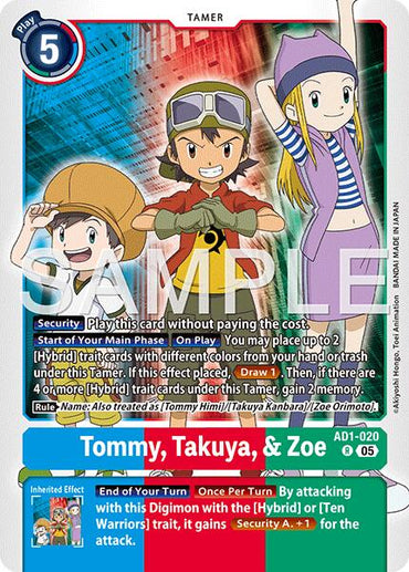 Tommy, Takuya, & Zoe [AD1-020] [Advanced Booster Digimon Generation]