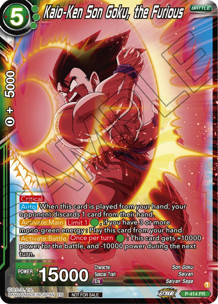 Kaio-Ken Son Goku, el Furioso (Paquete de torneos de la serie Zenkai Vol.1) (P-414) [Tarjetas de promoción de torneos] 