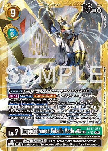 Imperialdramon: Paladin Mode ACE [BT17-077] (Gold Border) [Advanced Booster Digimon Generation]