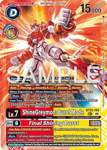 ShineGreymon: Burst Mode // Final Shining Burst [BT25-104] [Dual Revolution]