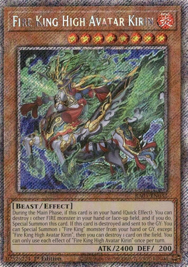 Fire King High Avatar Kirin (Platinum Secret Rare) [RA05-EN032] Platinum Secret Rare