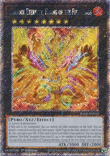 Garunix Eternity, Hyang of the Fire Kings (Platinum Secret Rare) [RA05-EN052] Platinum Secret Rare