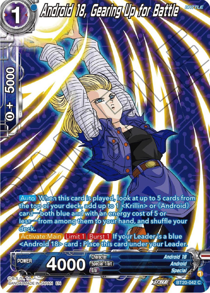 Androide 18, Preparándose para la batalla (lámina plateada) (BT20-042) [Poder absorbido] 