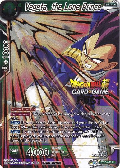 Vegeta, el Príncipe Solitario (Card Game Fest 2022) (BT10-068) [Tarjetas de promoción de torneos] 