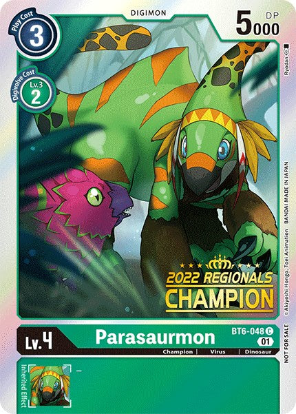Parasaurmon [BT6-048] (Campeonato Regional en línea 2022) (Campeón en línea) [Promociones Doble Diamante] 