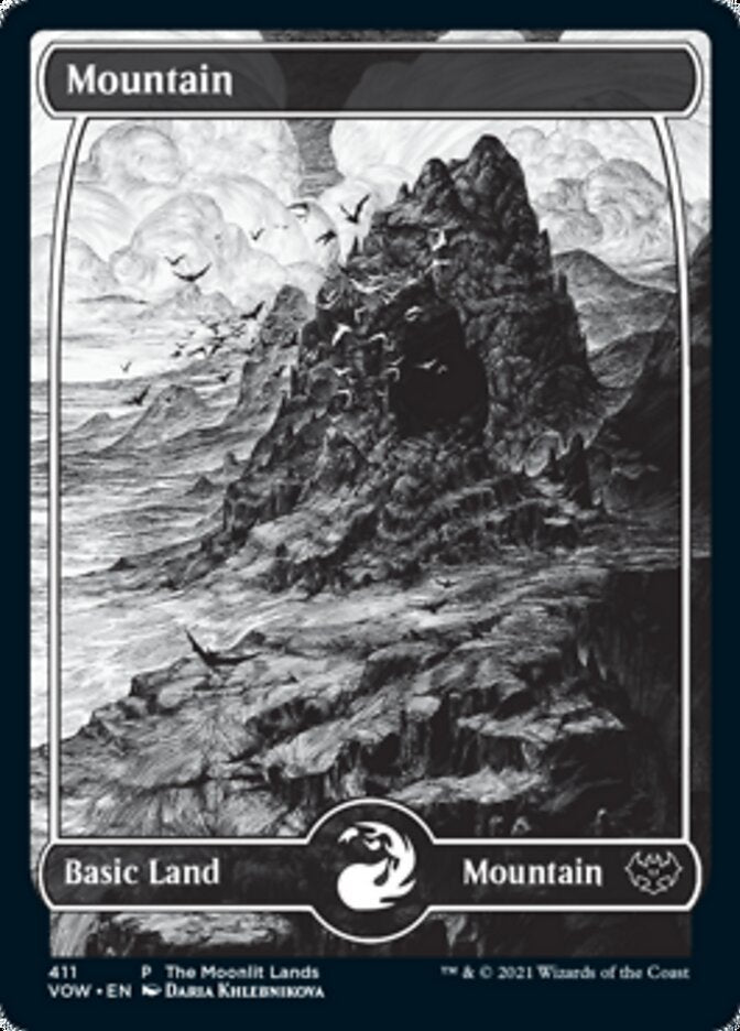 Montaña (Las tierras iluminadas por la luna) (Grabado en aluminio) [Innistrad: Crimson Vow Promos] 
