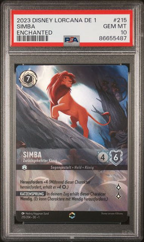 2023 DISNEY LORCANA GERMAN DE 1-THE FIRST CHAPTER #215 SIMBA ENCHANTED